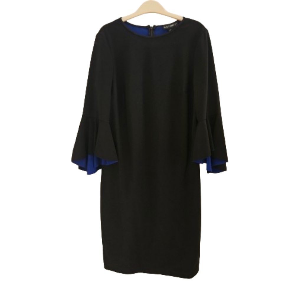 Cachet Dress Black with Royal Blue SZ 12